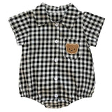 Checkered Button Up Baby Unisex Romper