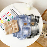 Checkered Button Up Baby Unisex Romper