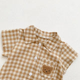 Checkered Button Up Baby Unisex Romper