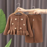 Cocoa Bear Knit Pants & Cardigan Set