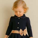 Vestido bohemio con lazo azul marino