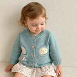 100% Knit Cotton Sage Blue Little girls' Cardigan