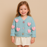 Cárdigan de algodón de punto con corazones