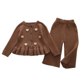 Cocoa Bear Knit Pants & Cardigan Set