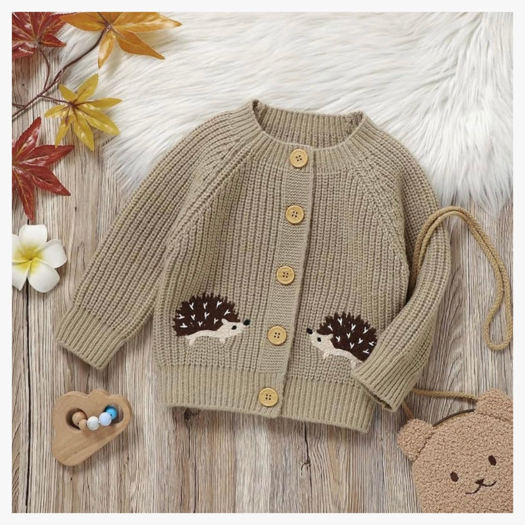 Unisex Hedgehog Button Knit Cardigan