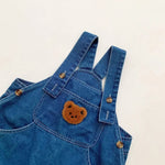 Denim Bear Baby Jumpsuit & Striped T-Shirt Set