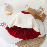 Royal Red Princess Cardigan & Skirt Set