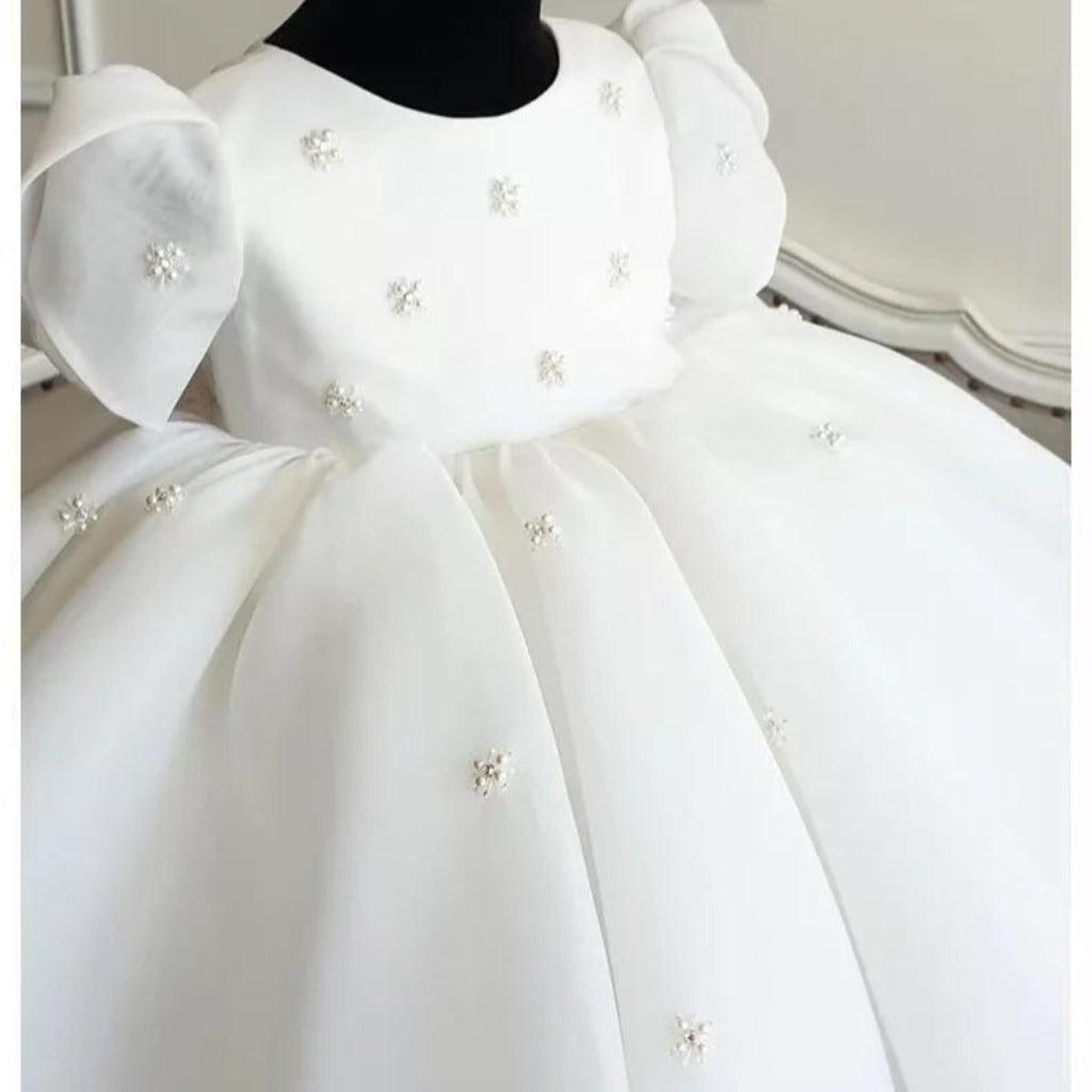 Elegant Flower Girl's Dress with Pearls