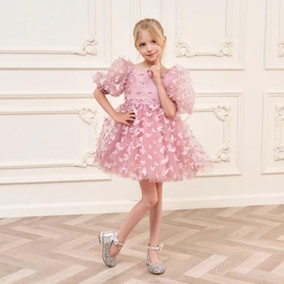 Flower Girl Dress with Butterfly Accents