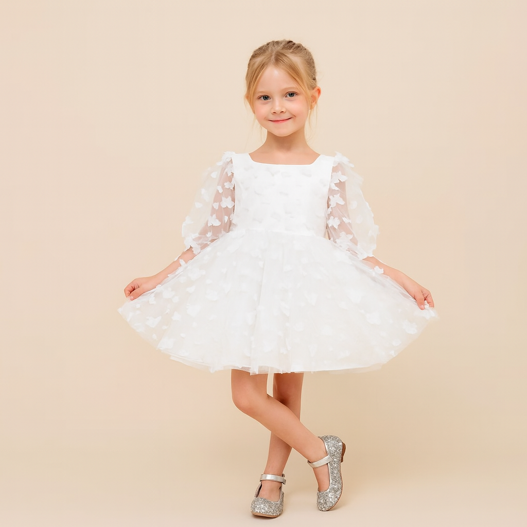 Baby & Toddler White Flower Girl Dress with Butterfly Accents, Size 8 | ONEAKIDS Baby & Toddler White Flower Girl Dress with Butterfly Accents, Size 8 | ONEAKIDS
