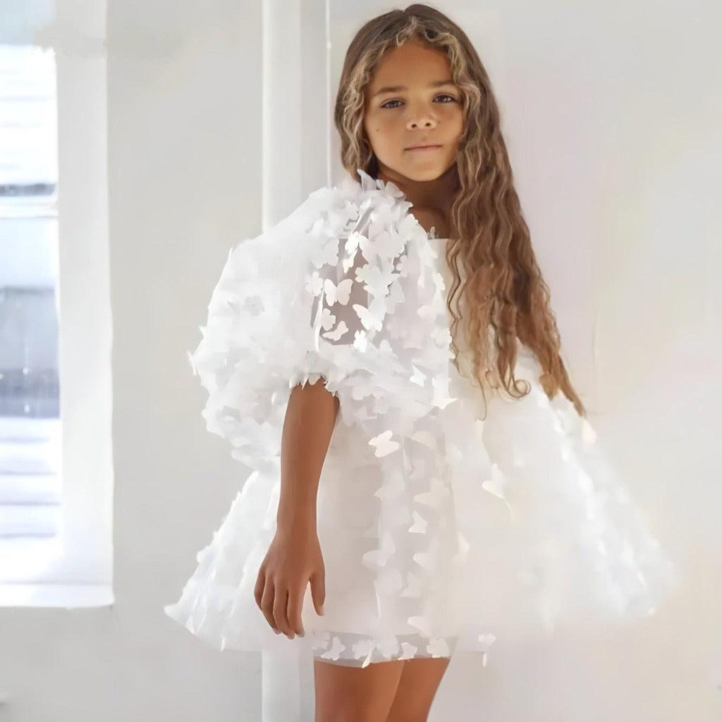 Baby & Toddler White Flower Girl Dress with Butterfly Accents, Size 8 Baby & Toddler White Flower Girl Dress with Butterfly Accents, Size 8