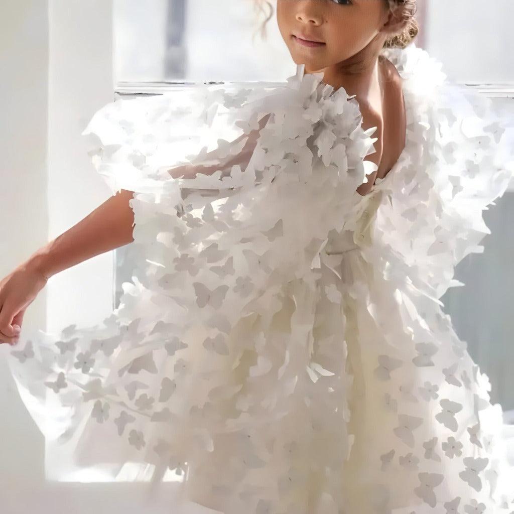 Flower Girl Dress with Butterfly Accents