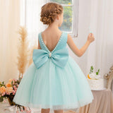Flower Girls' Blossom Dress with Ribbon and Pearls