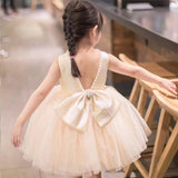 Flower Girls' Blossom Dress with Ribbon and Pearls