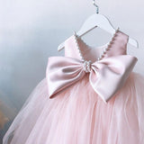 Flower Girls' Blossom Dress with Ribbon and Pearls