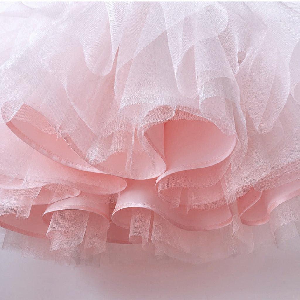 Flower Girls' Blossom Dress with Ribbon and Pearls