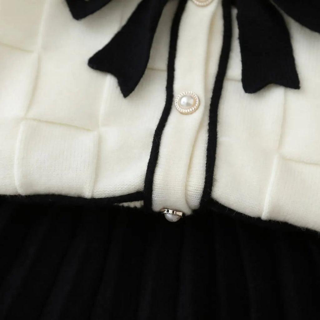 Girls Bow Knit Cardigan & Dress Set