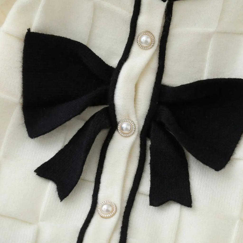 Girls Bow Knit Cardigan & Dress Set