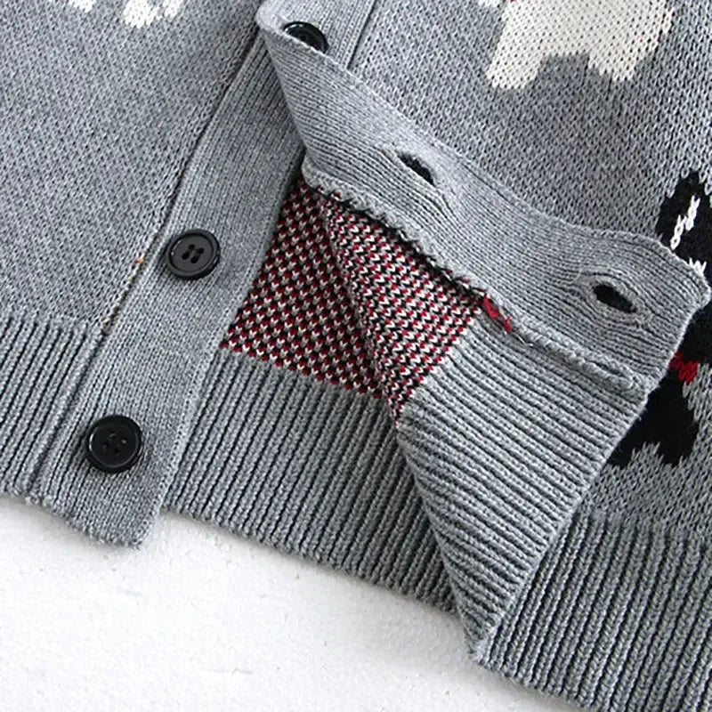 Girls’ Cardigan with Embroidered Dogs