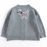 Girls’ Cardigan with Embroidered Dogs