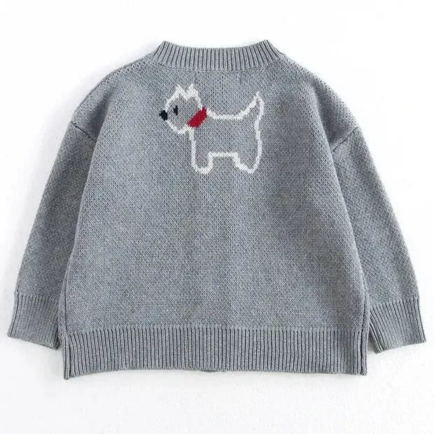 Girls’ Cardigan with Embroidered Dogs