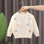Girls’ Charming Knit Cardigan with Flowers