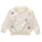 Girls’ Charming Knit Cardigan with Flowers