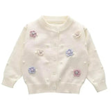 Girls’ Charming Knit Cardigan with Flowers