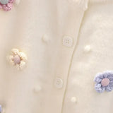 Girls’ Charming Knit Cardigan with Flowers