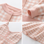 Girls' Checkered Dress and Cardigan