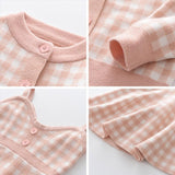 Girls' Checkered Dress and Cardigan