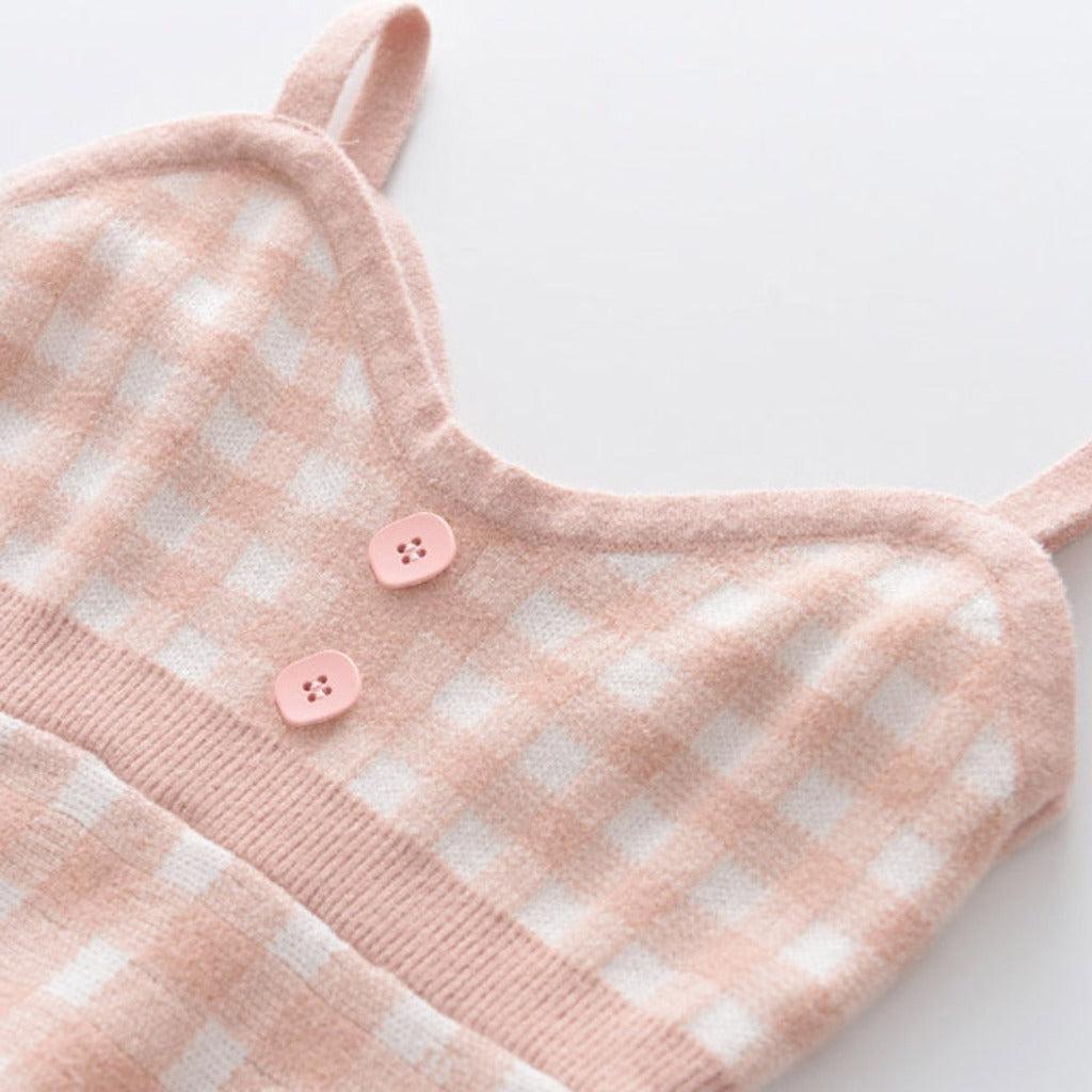 Girls' Checkered Dress and Cardigan