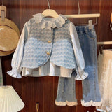Girl's Classic Cardigan & Jeans 3 Piece