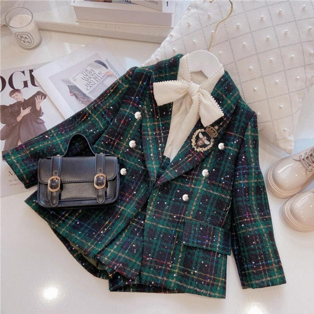 Girls' Classic Jacket & Skort Set in Green
