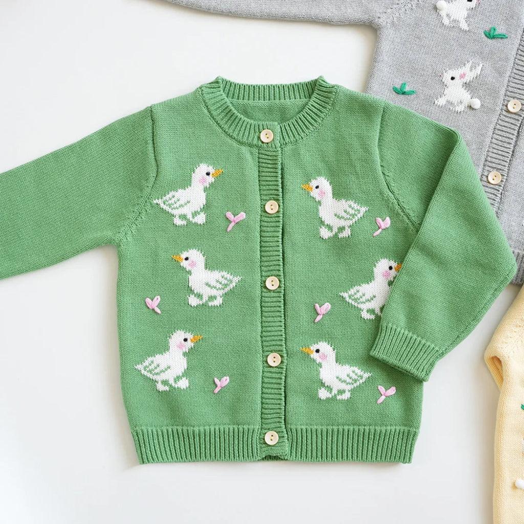 Girls' Duck Knit Cotton Cardigan