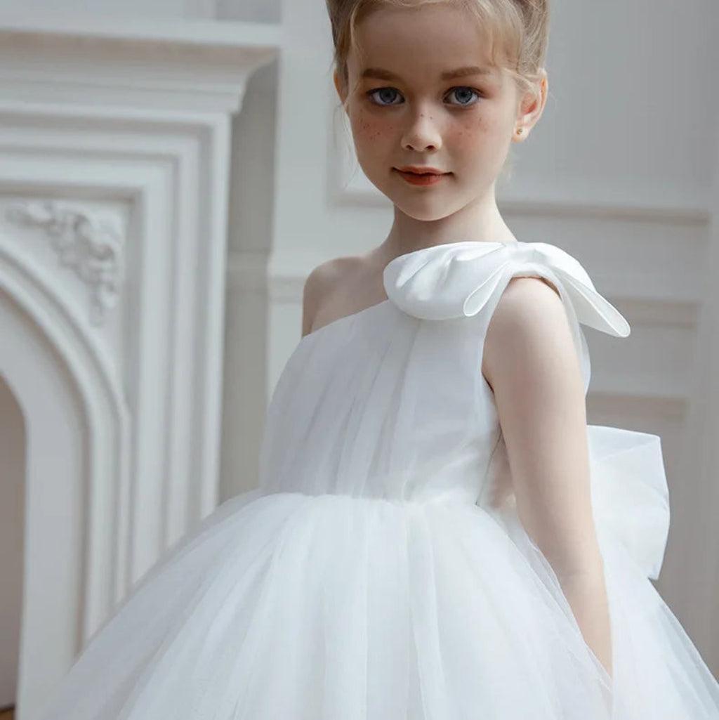 party dress for 8 year girl Girls' Elegant Tulle Dress, White/Pink, 5 Years A dreamy Harlow & Rose Womens waist:38 Chic Ribbed Dress