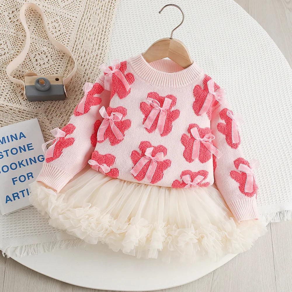 Girls' Knit Sweater & Ruffle Skirt Set