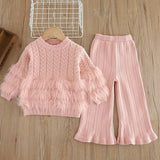 Girls’ Lux Fur-Trim Knit Set
