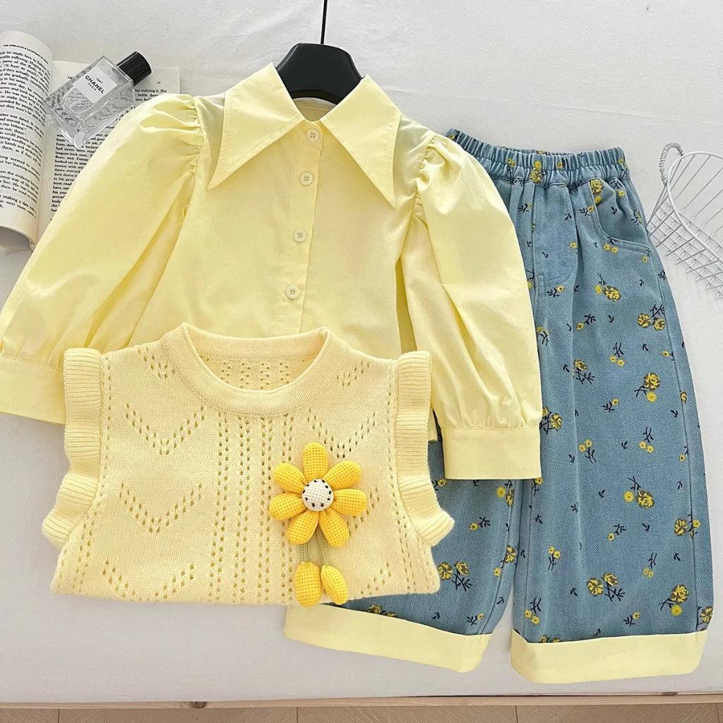 Golden Bloom Cotton 3 Piece Set