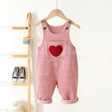 Heart Corduroy Unisex Jumpsuit for Kids 