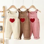 Heart Corduroy Unisex Jumpsuit for Kids 