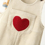 Heart Corduroy Unisex Jumpsuit for Kids 