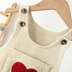 Heart Corduroy Unisex Jumpsuit for Kids 