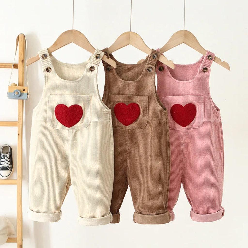 Heart Corduroy Unisex Jumpsuit