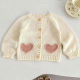 Heart Patch Knit Cardigan with Hat