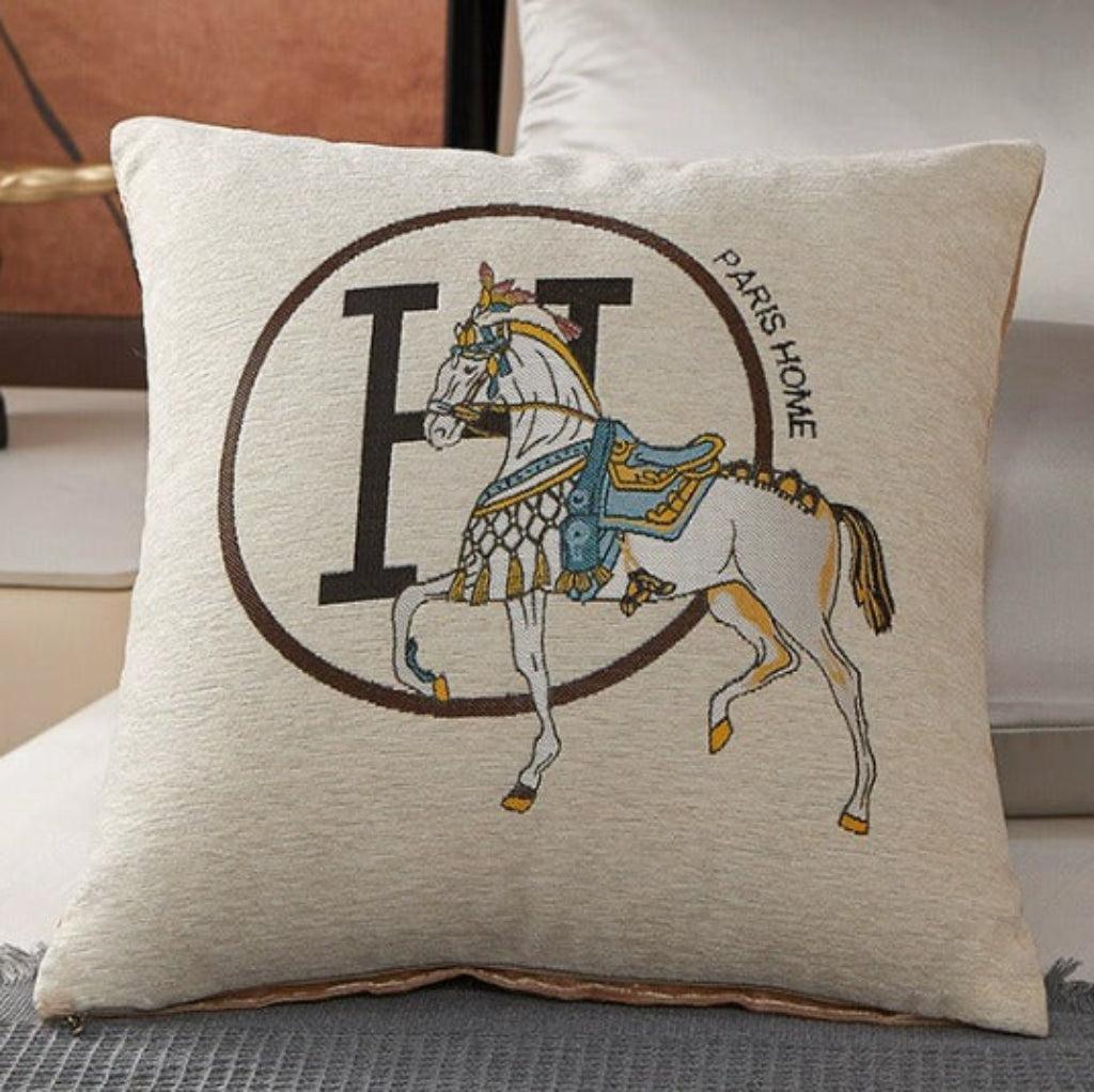 Heritage Horse Embroidered Cushion Cover