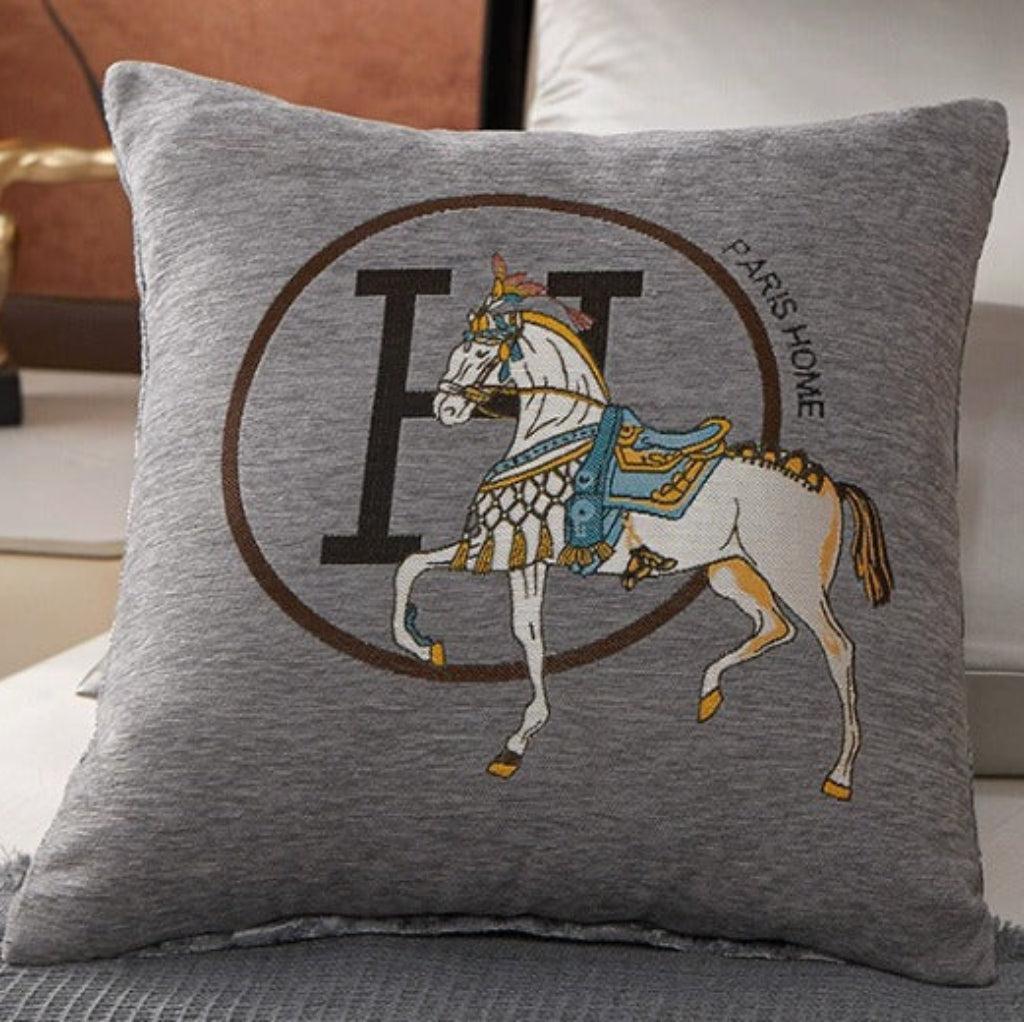 Heritage Horse Embroidered Cushion Cover