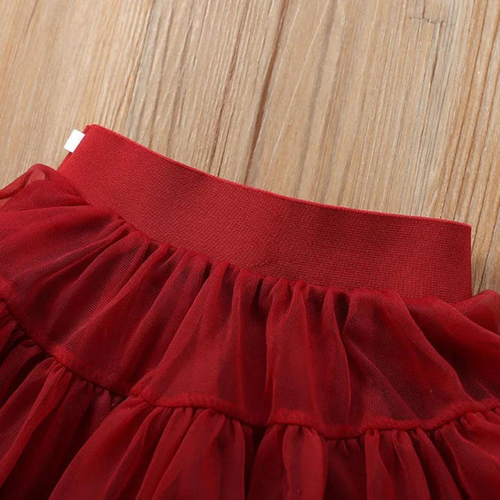 Holiday Ruby Tulle Skirt & Pullover
