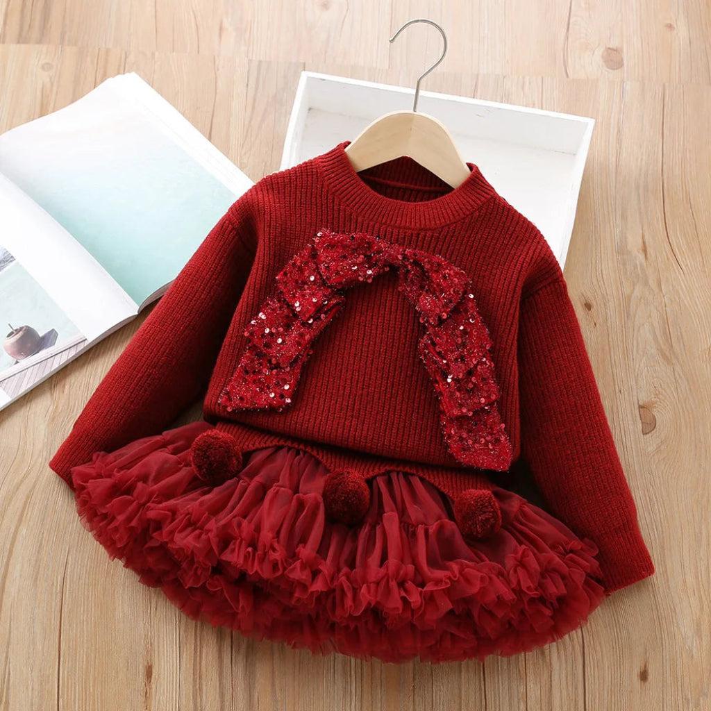 Holiday Ruby Tulle Skirt & Pullover
