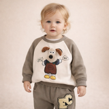 Conjunto de cárdigan y falda de algodón tejido para niña pequeña